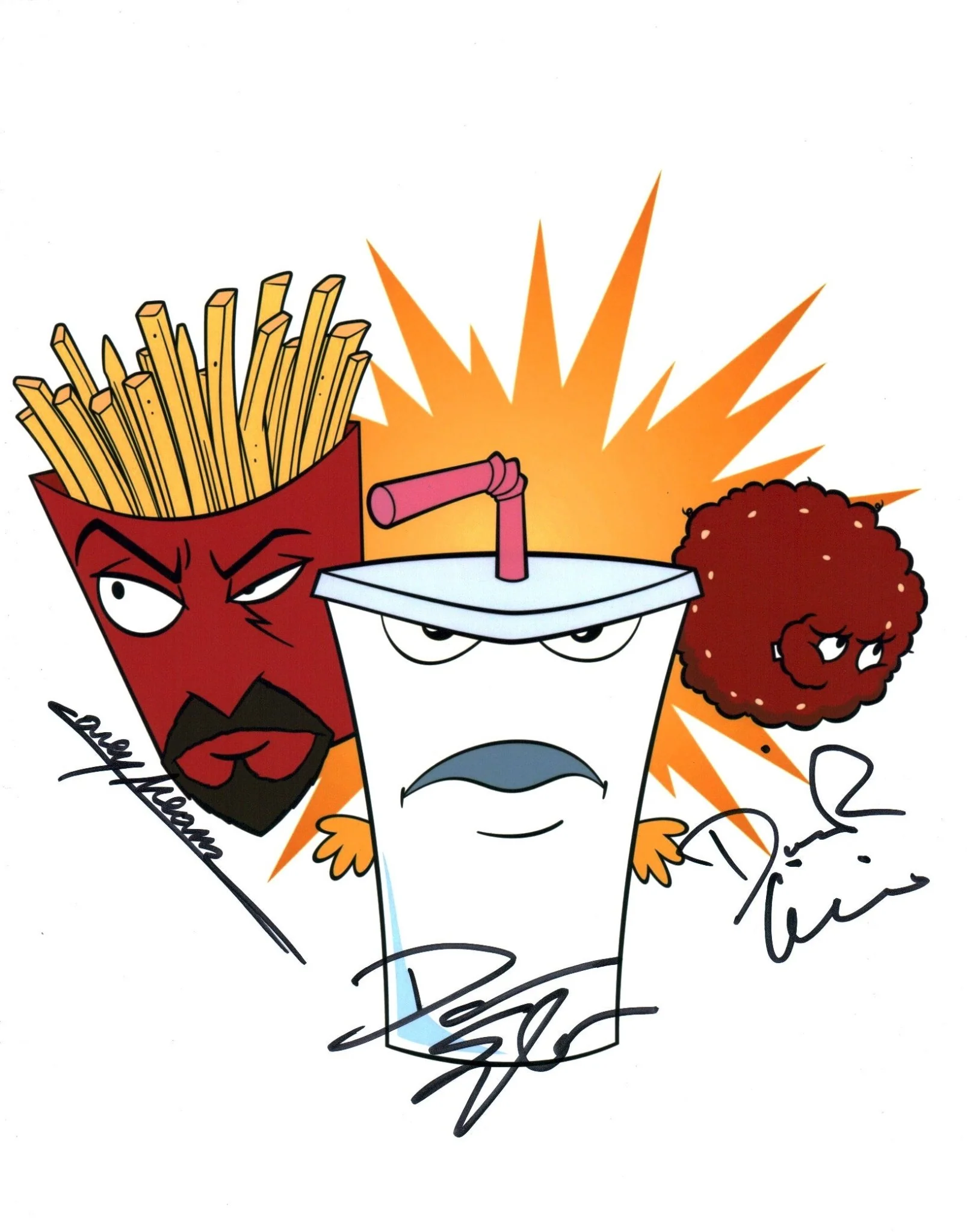 Aqua Teen Hunger Force 11x14 Photo Cast x3 Signed Snyder, Willis, Means JSA Certified Autograph