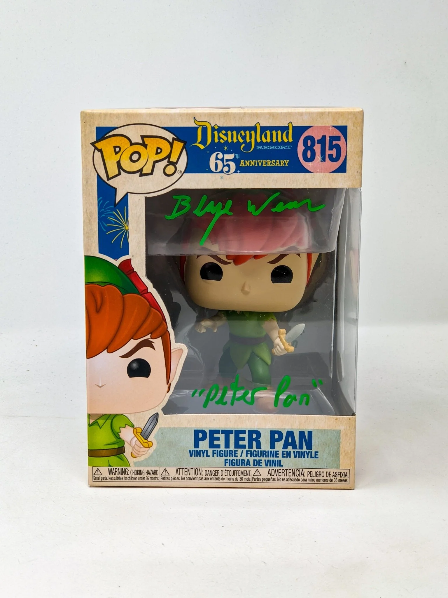 Blayne Weaver Peter Pan #815 Signed Funko Pop JSA Certified Autograph - Image 2