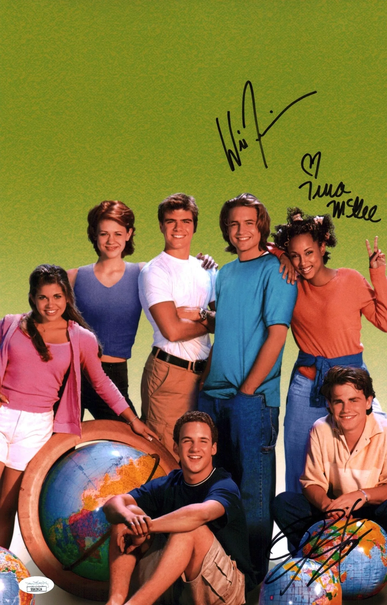 Boy Meets World 11x17 Cast x3 Signed Photo Poster Friedle, Strong, McGee JSA Certified Autograph