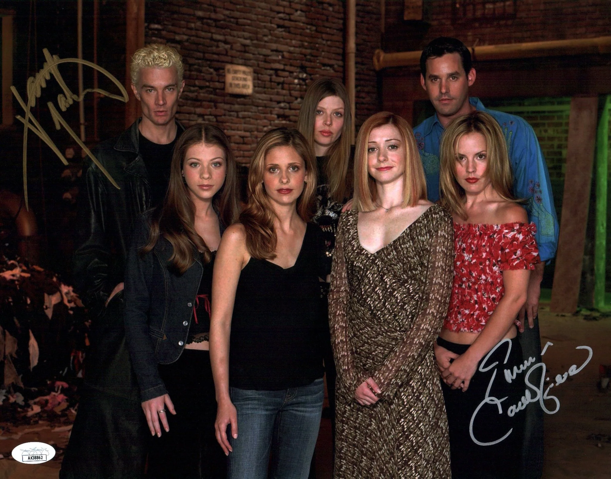 Buffy the Vampire Slayer 11x14 Photo Poster Cast x2 Signed James Marsters, Emma Caulfield JSA Certified Autograph