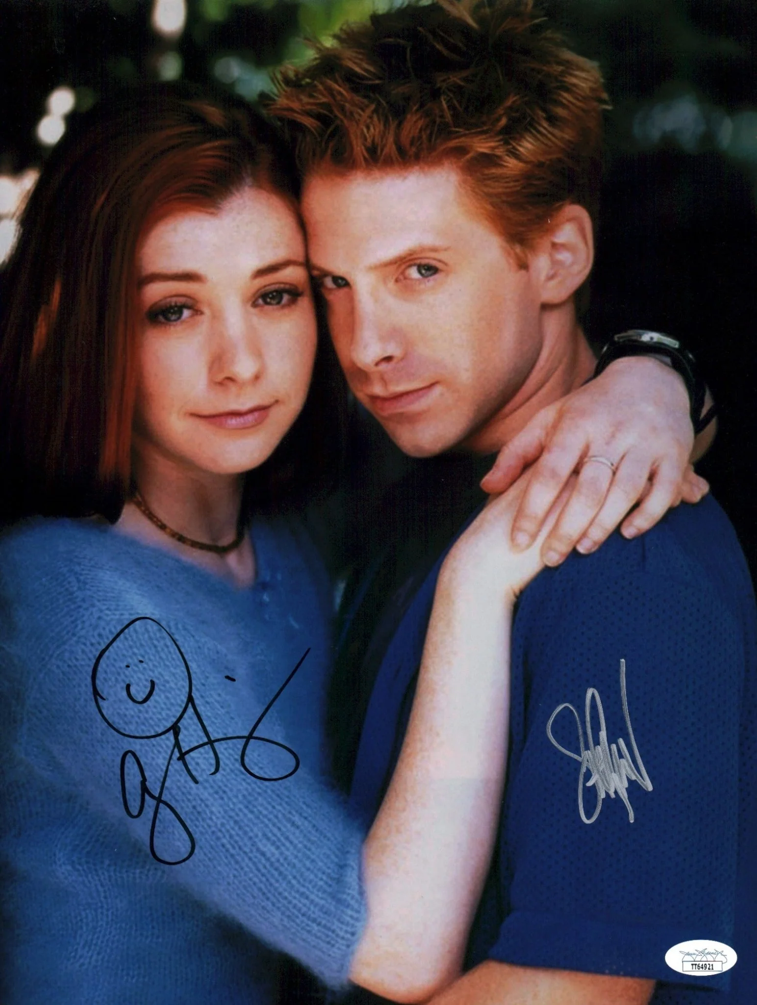 Buffy the Vampire Slayer 11x14 Photo Poster Cast x2 Signed Hannigan Green JSA Certified Autograph