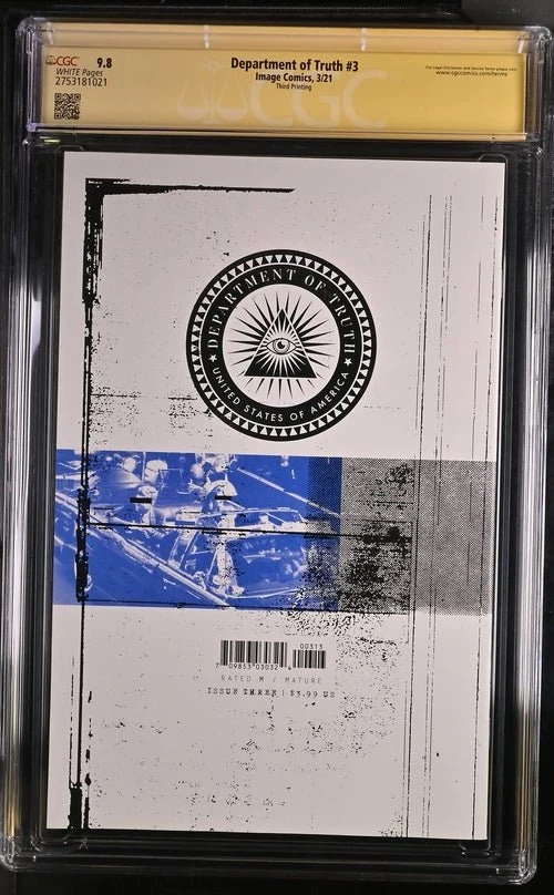 Department of Truth #3 Third Printing Image Comics CGC SS 9.8 Signed Martin Simmonds - Image 3
