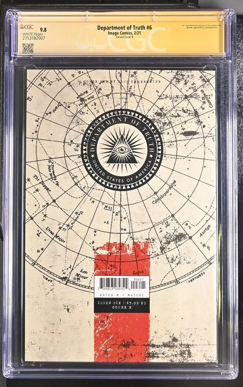 Department of Truth #6 Variant Cover B Image Comics CGC Signature Series 9.8 Signed Martin Simmonds - Image 3