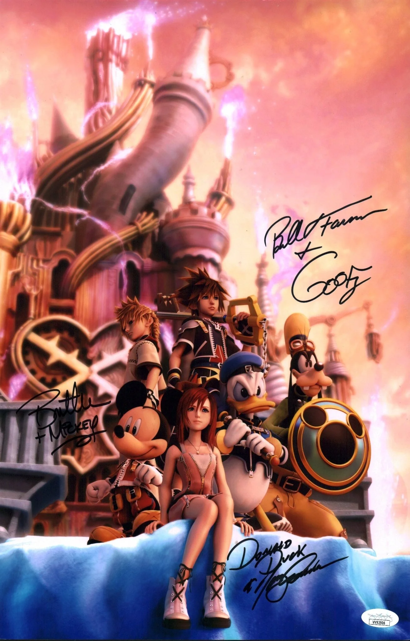 Disney Kingdom Hearts II 11x17 Photo Poster Cast x3 Signed Anselmo, Farmer, Iwan JSA Certified Autograph