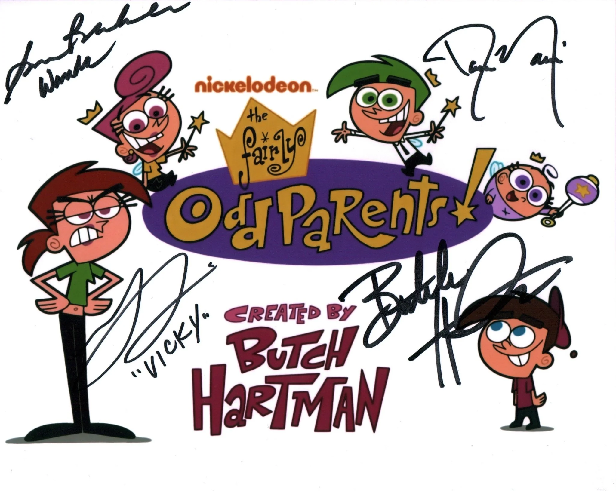 Fairly OddParents 8x10 Photo Cast x4 Signed Blakeslee, Norris, Delisle, Hartman JSA Certified Autograph