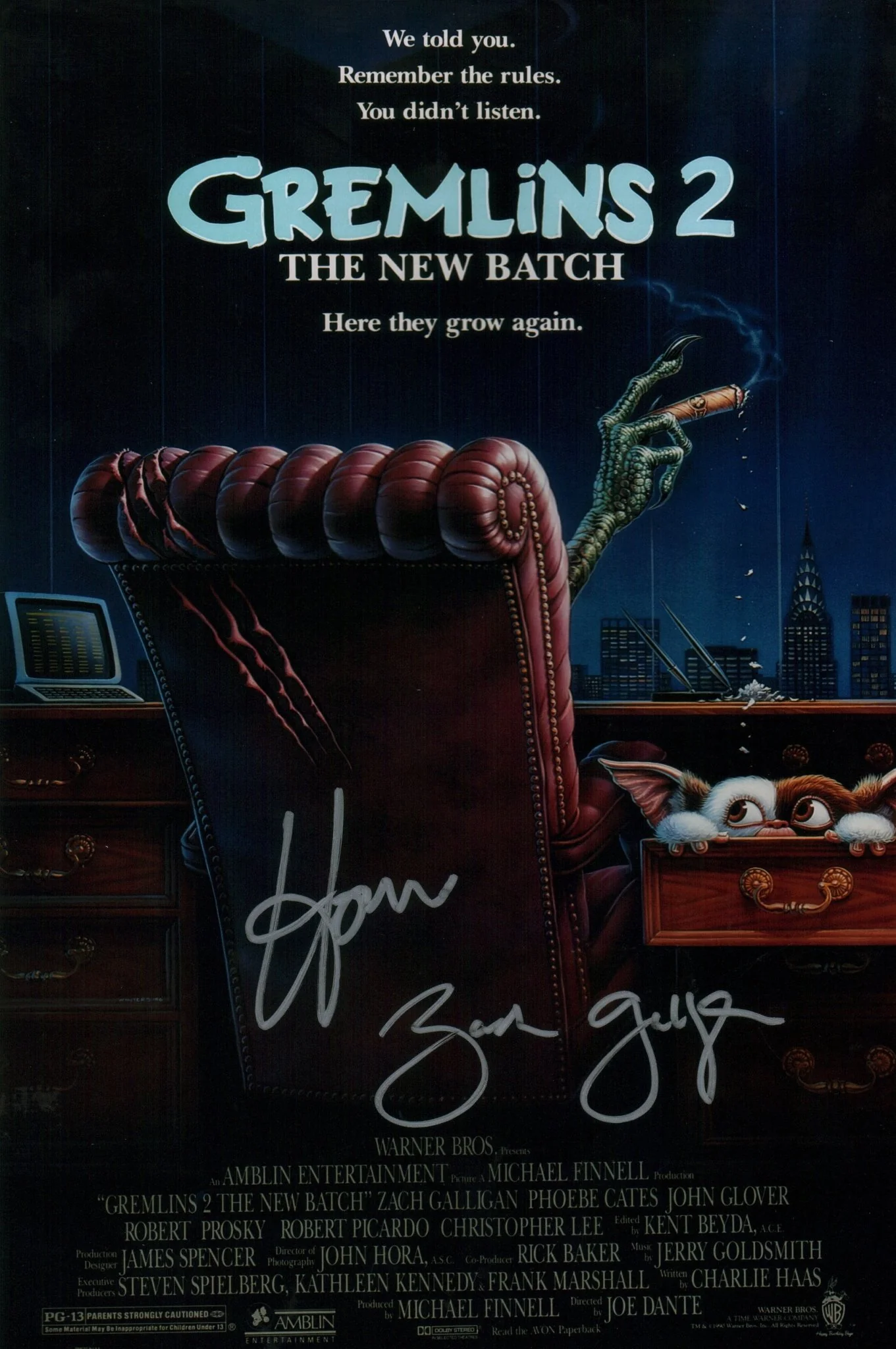 Gremlins 8x12 Cast 2x Galligan, Mandel Signed Photo JSA Certified Autograph