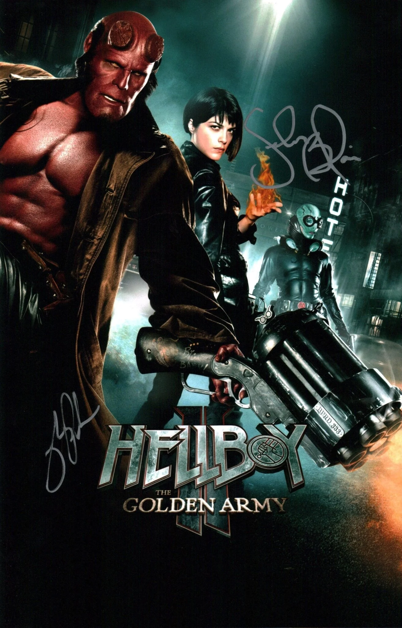 Hellboy 11x17 Photo Poster Cast x2 Signed Selma Blair, Ron Perlman JSA Certified Autograph - Image 2