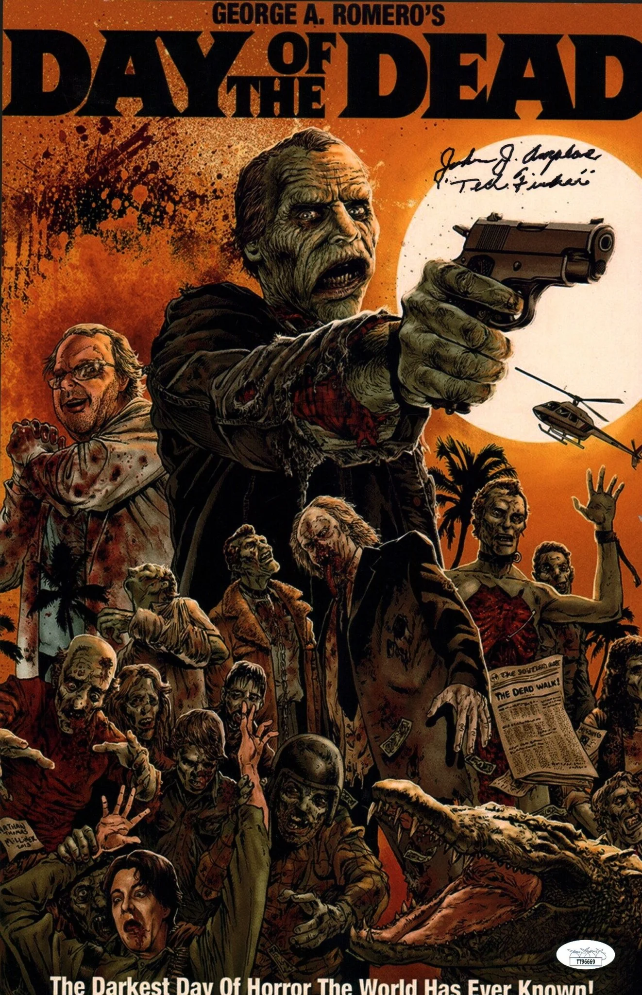 John Amplas Day Of The Dead 11x17 Photo Poster Signed JSA Certified Autograph