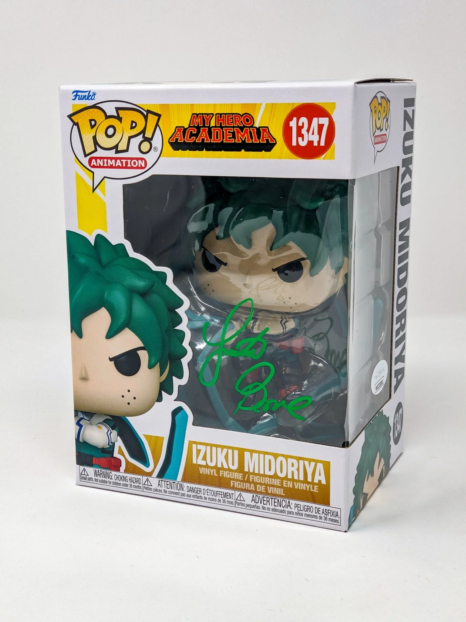 Justin Briner My Hero Academia Izuku Midoriya #1347 Signed Funko Pop JSA Certified Autograph