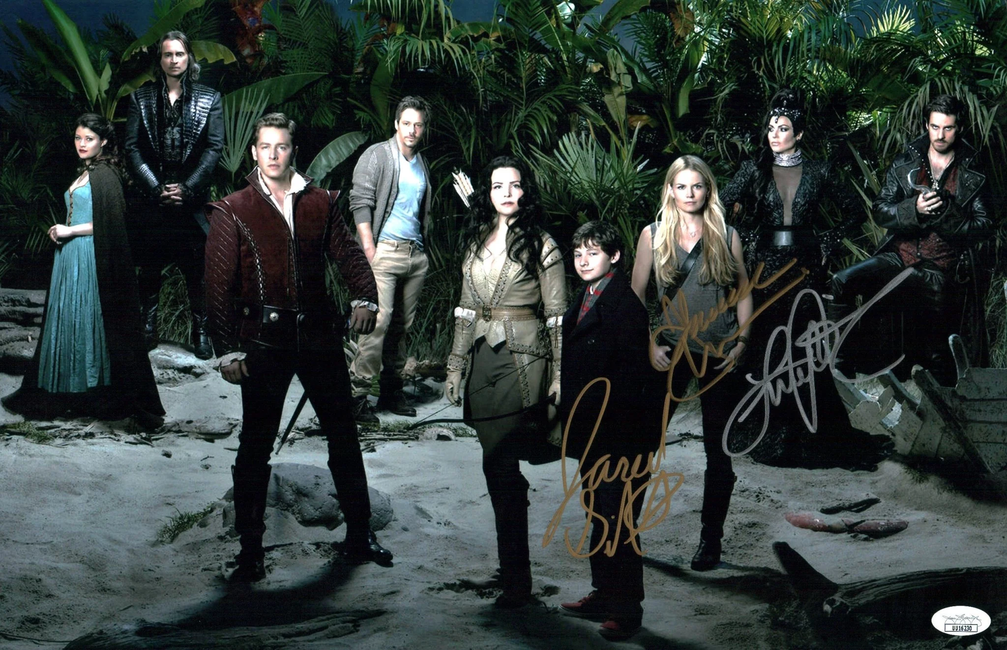 Once Upon A Time 11x17 Photo Poster Cast x3 Signed Gilmore Parrilla Morrison JSA Certified Autograph