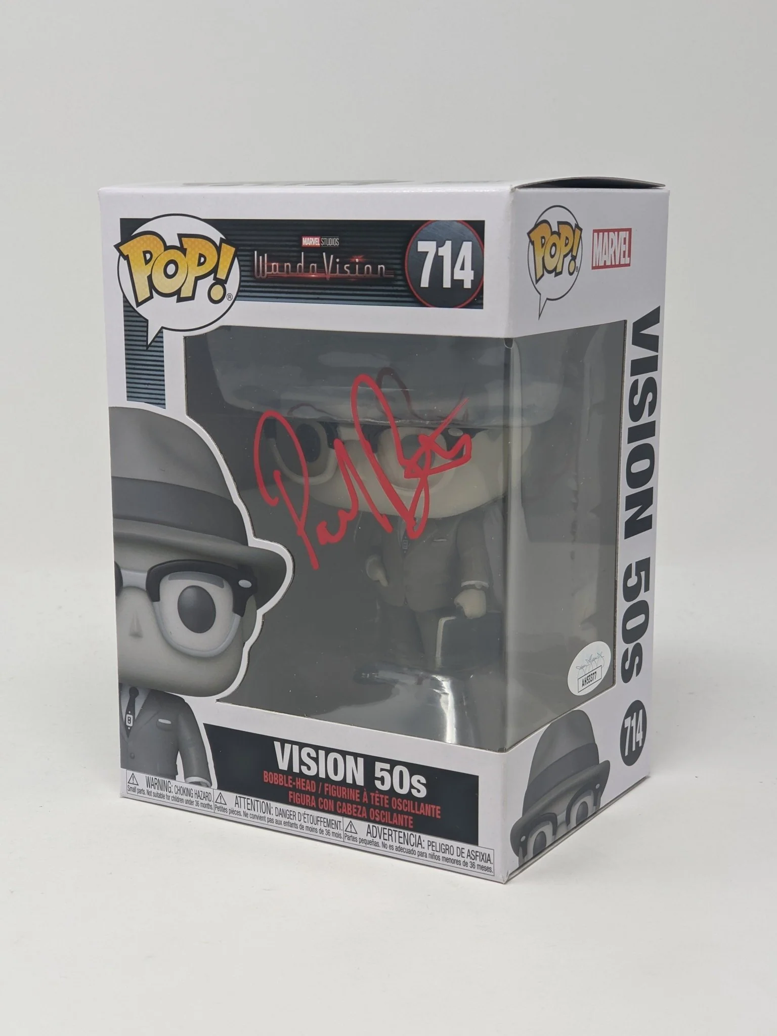 Paul Bettany Marvel WandaVision Vision 50s #714 Signed Funko Pop JSA Certified Autograph