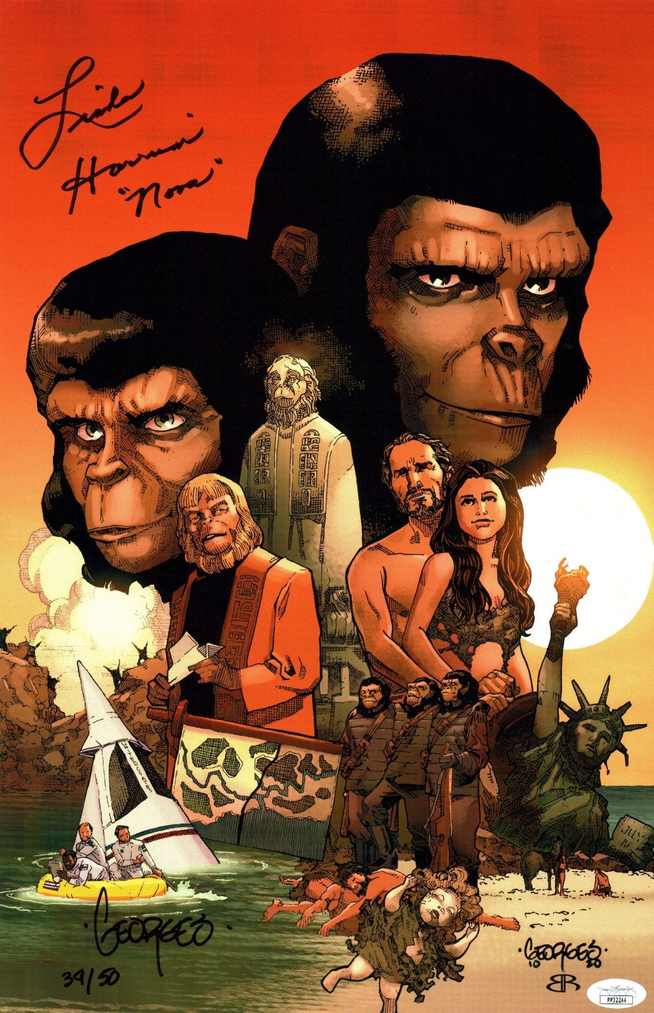 Planet of the Apes 11x17 Photo Poster Cast x2 Signed Harrison, Jeanty JSA Certified Autograph - Image 9