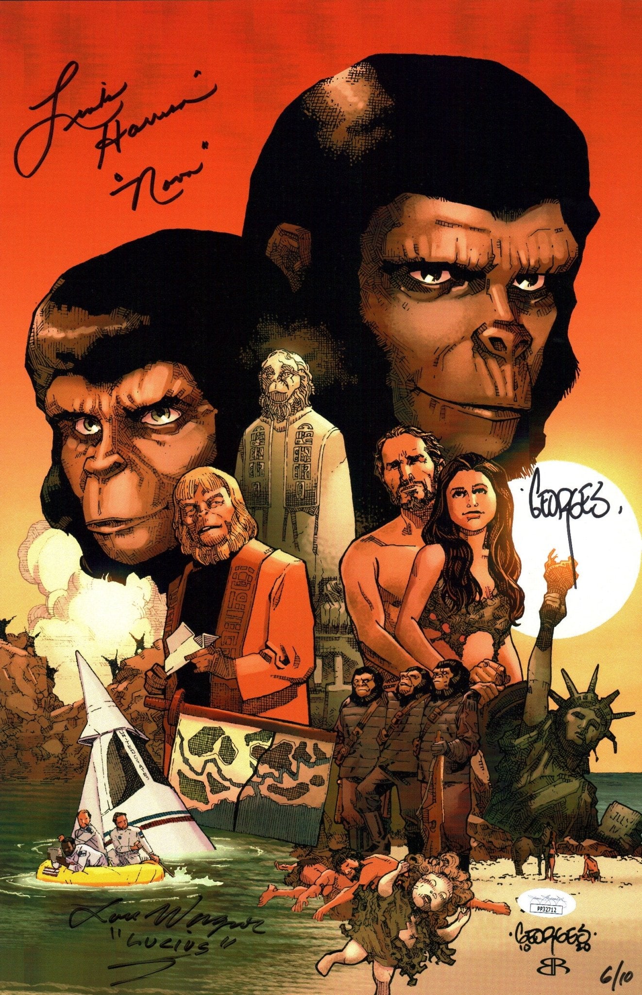 Planet of the Apes 11x17 Photo Poster Cast x3 Signed Harrison, Wagner, Jeanty JSA Certified Autograph - Image 5