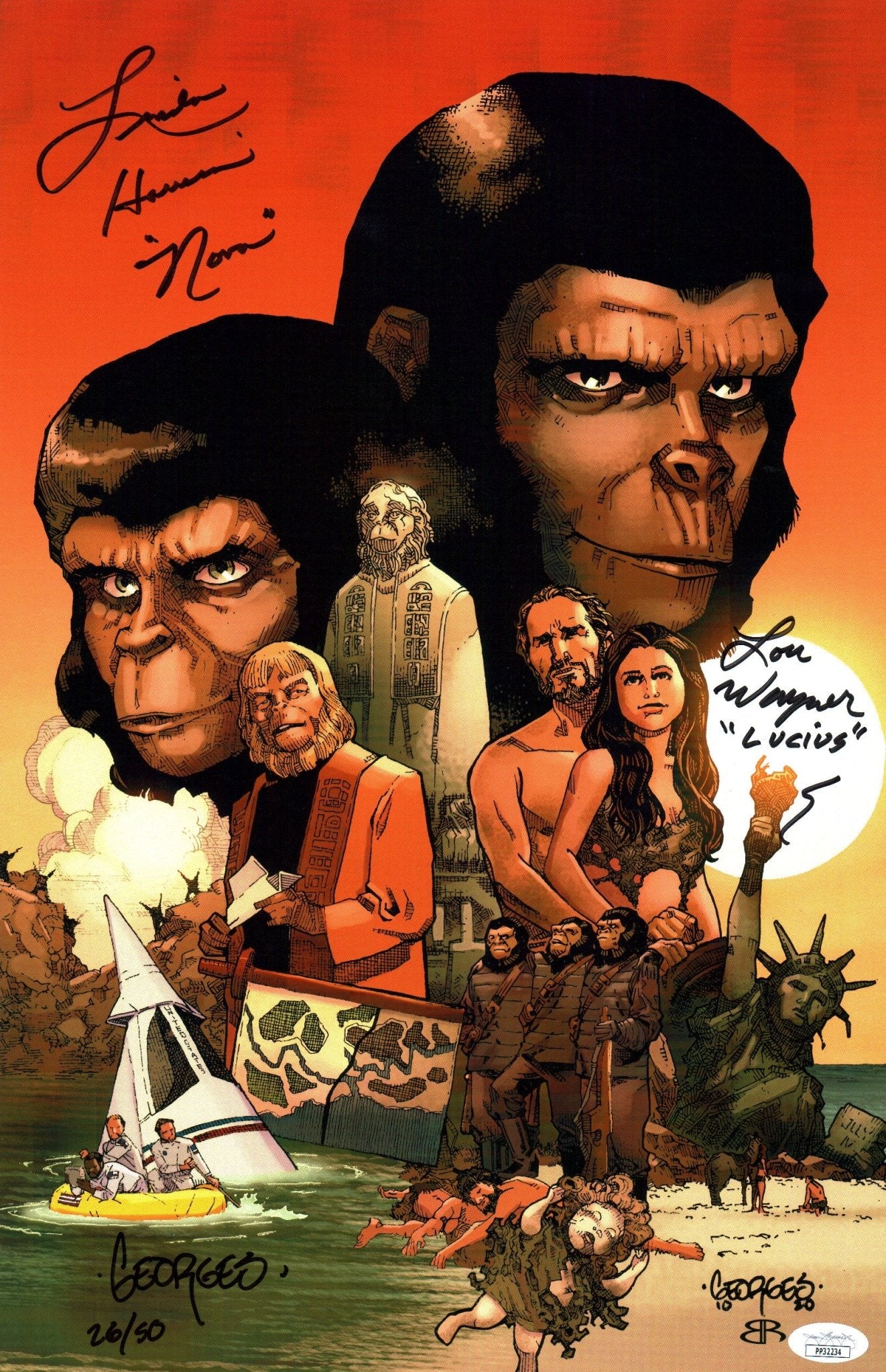 Planet of the Apes 11x17 Photo Poster Cast x3 Signed Harrison, Wagner, Jeanty JSA Certified Autograph - Image 8