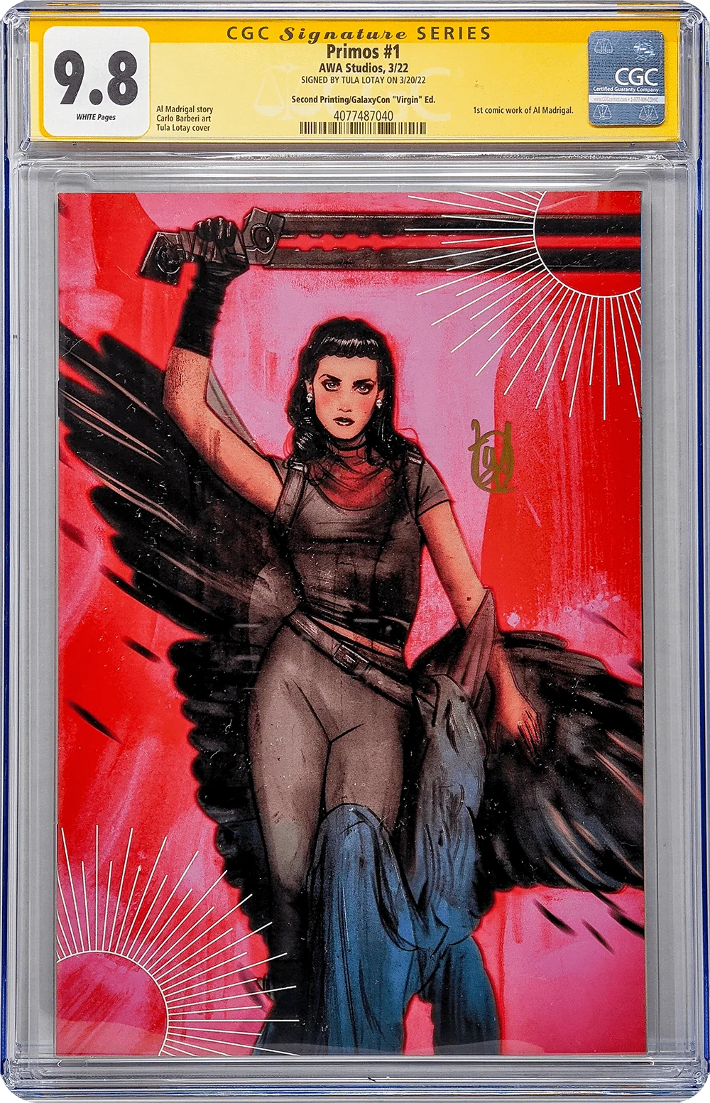 Primos #1 GalaxyCon Exclusive Virgin Variant CGC Signature Series 9.8 Signed Tula Lotay - Image 2
