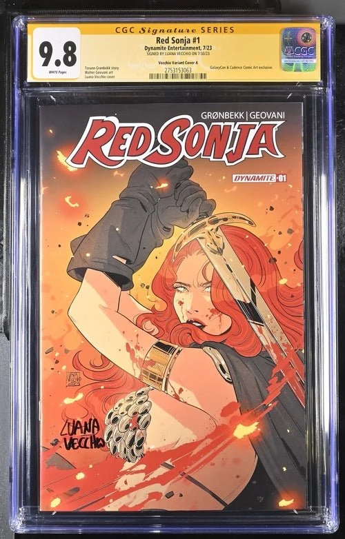 Red Sonja #1 Cover A Galaxycon Exclusive Variant Dynamite Entertrainment CGC Signature Series 9.8 Signed Luana Vecchio - Image 25