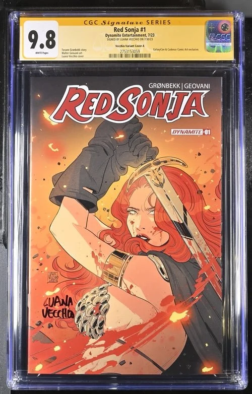 Red Sonja #1 Cover A Galaxycon Exclusive Variant Dynamite Entertrainment CGC Signature Series 9.8 Signed Luana Vecchio - Image 8