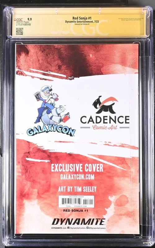 Red Sonja #1 GalaxyCon Edition B Dynamite Entertainment CGC Signature Series 9.9 Signed Tim Seeley - Image 7