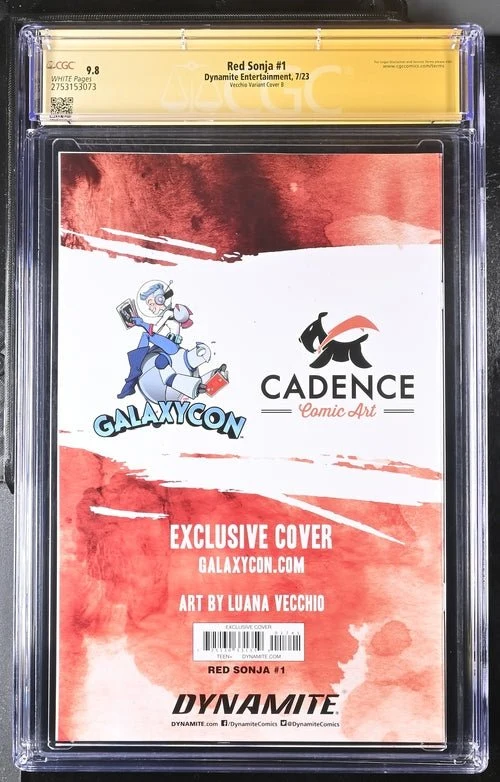 Red Sonja #1 Cover B Galaxycon Exclusive Virgin Variant Dynamite Entertrainment CGC Signature Series 9.8 Signed Luana Vecchio - Image 15
