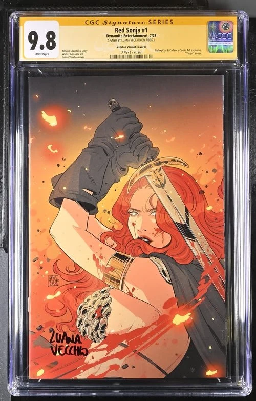 Red Sonja #1 Cover B Galaxycon Exclusive Virgin Variant Dynamite Entertrainment CGC Signature Series 9.8 Signed Luana Vecchio - Image 6