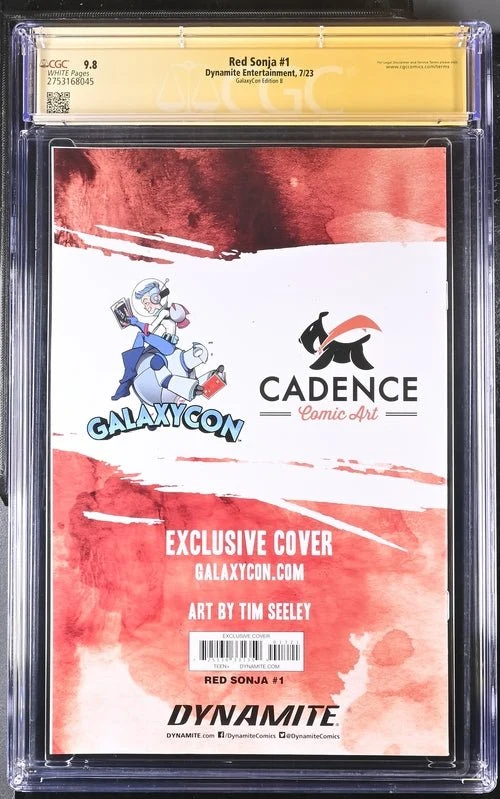 Red Sonja #1 GalaxyCon Edition B Virgin Dynamite CGC Signature Series 9.8 Signed Tim Seeley - Image 13