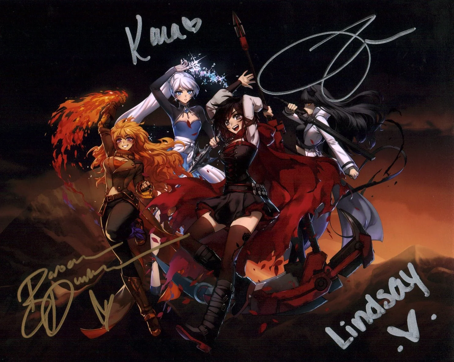 RWBY 8x10 Photo Cast x4 Signed Jones, Dunkelman, Eberle, Zech JSA Certified Autograph