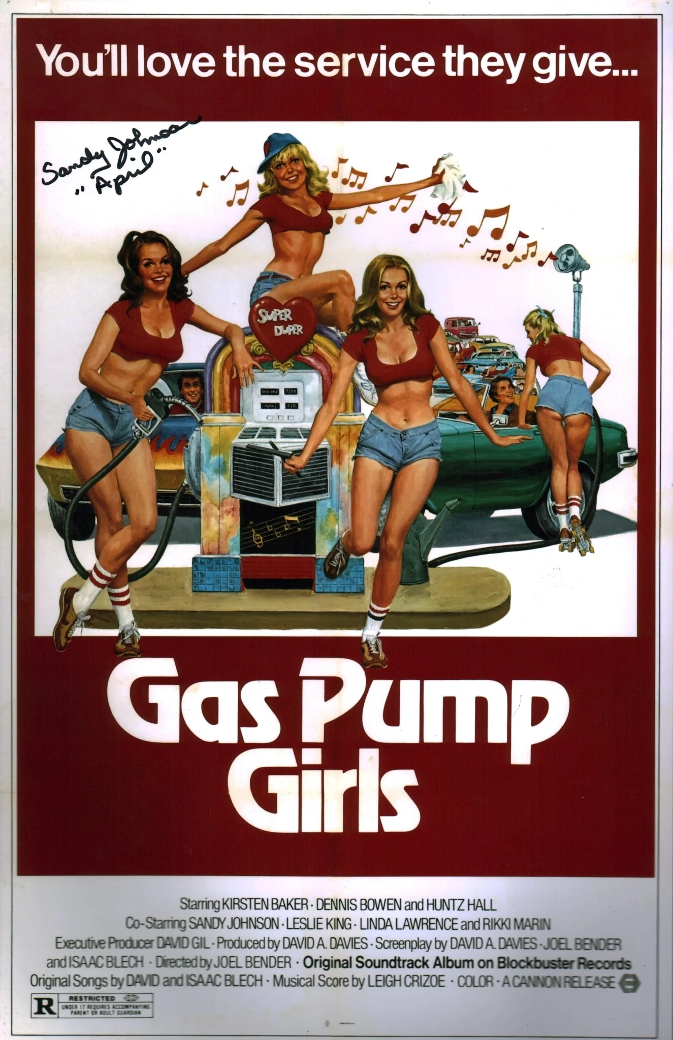 Sandy Johnson Gas Pump Girls 11x17 Signed Photo JSA Certified Autograph