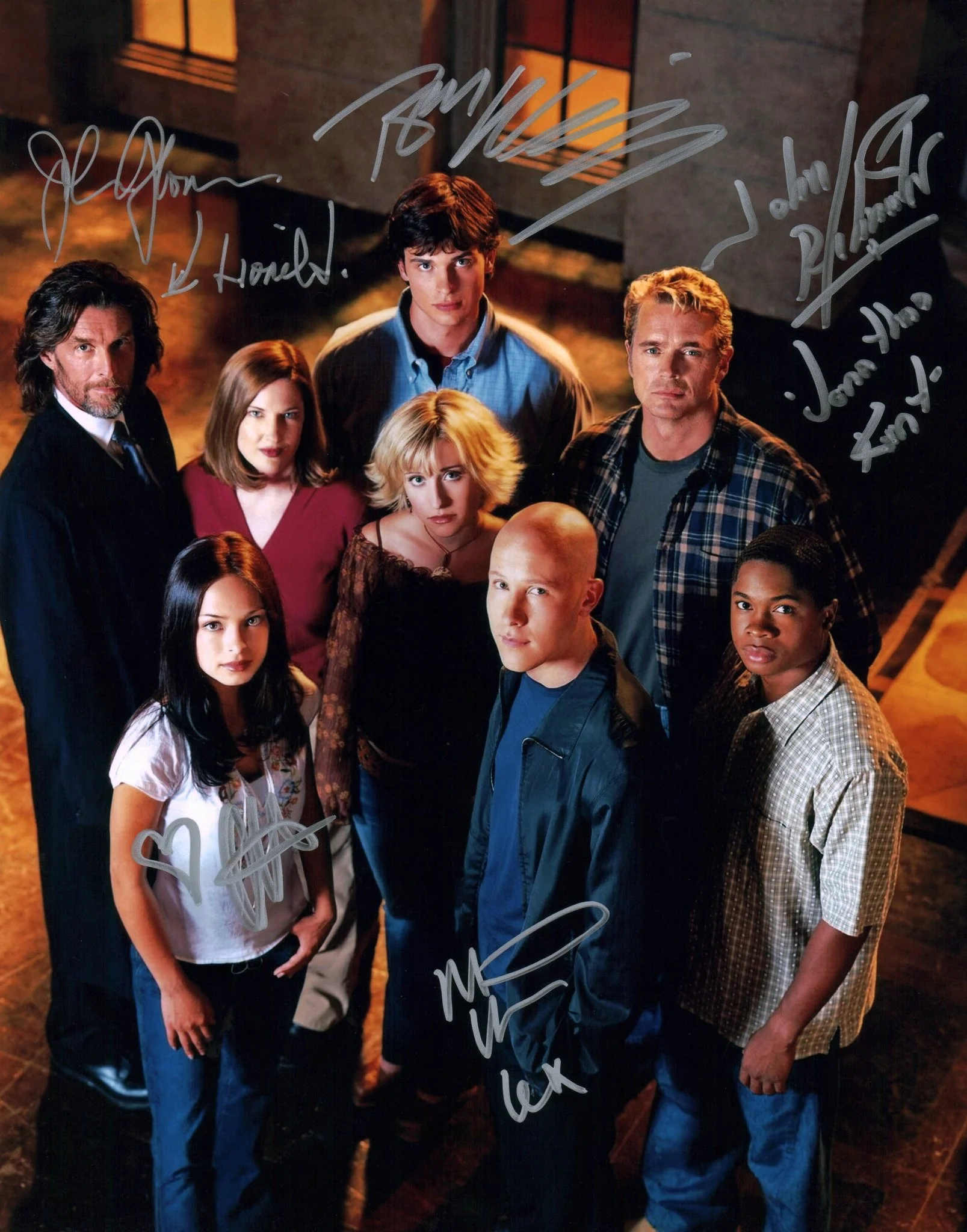 Smallville 11x14 Photo Poster Cast x5 Signed Glover, Welling Kreuk Rosenbaum, Schneider JSA Certified Autograph