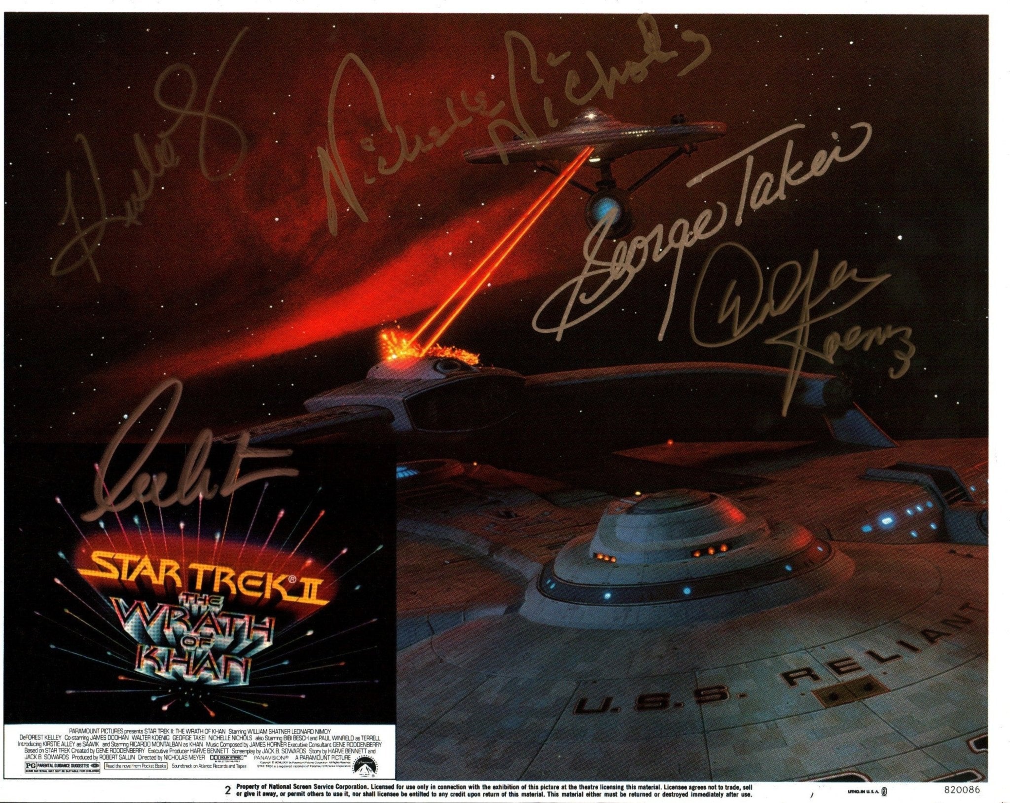 Star Trek 11x14 Photo Signed Shatner, Takei, Nichols, Koenig JSA Certified Autograph