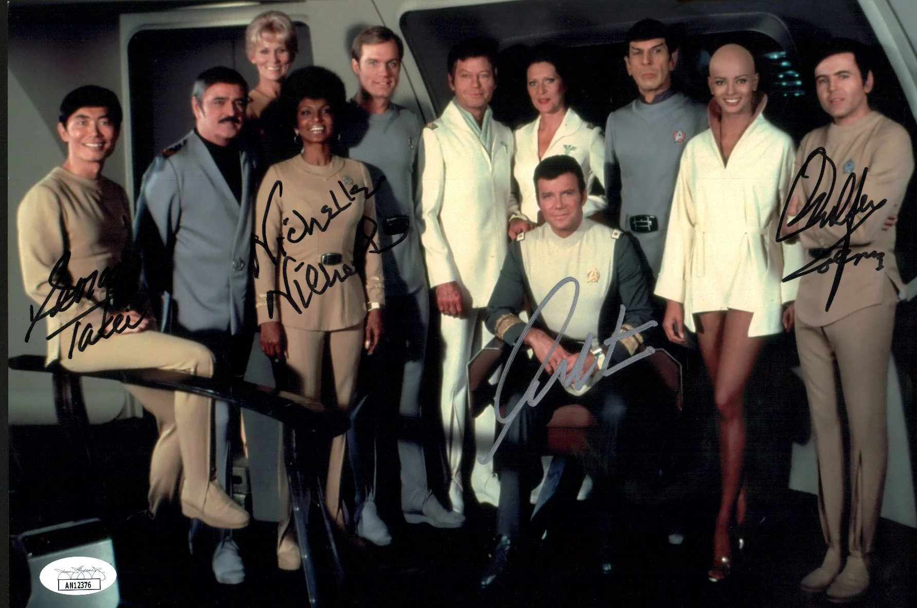 Star Trek 8x12 Signed Photo Koenig Nichols Shatner Takei JSA Certified Autograph