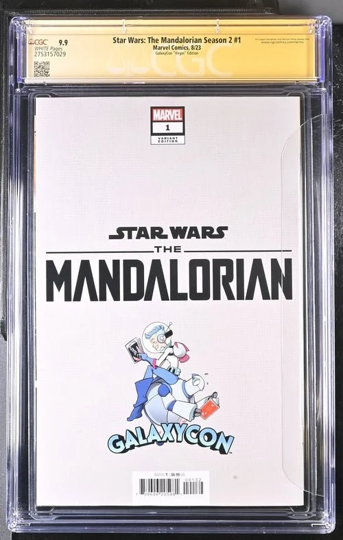 Star Wars: The Mandalorian Season 2 #1 Marvel Comics Galaxycon "Virgin" Exclusive CGC Signature Series 9.9 Mint Signed Barnes, Geanty - Image 3