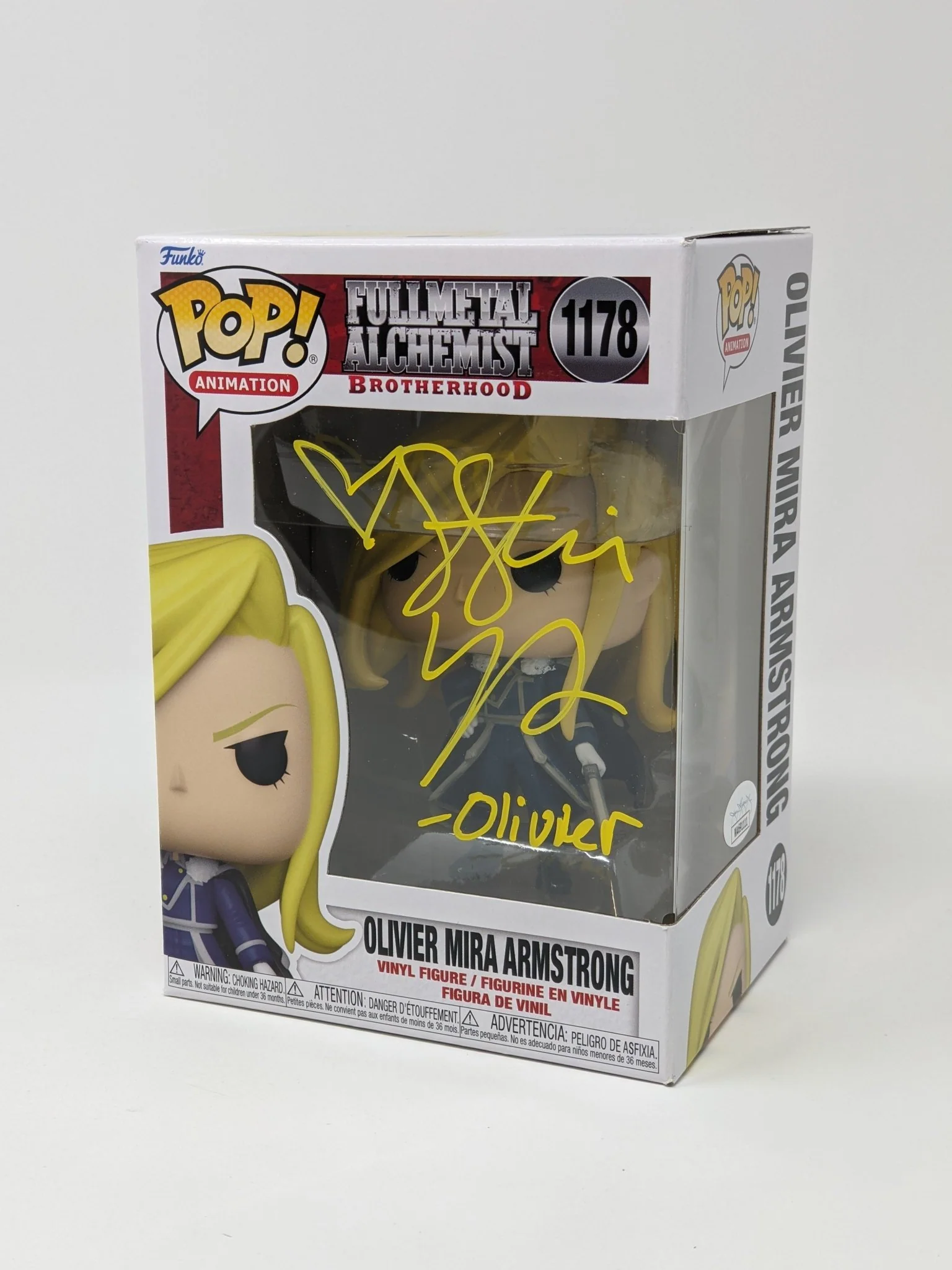 Stephanie Young Fullmetal Alchemist Olivier Mira Armstrong #1178 Signed Funko Pop JSA Certified Autograph