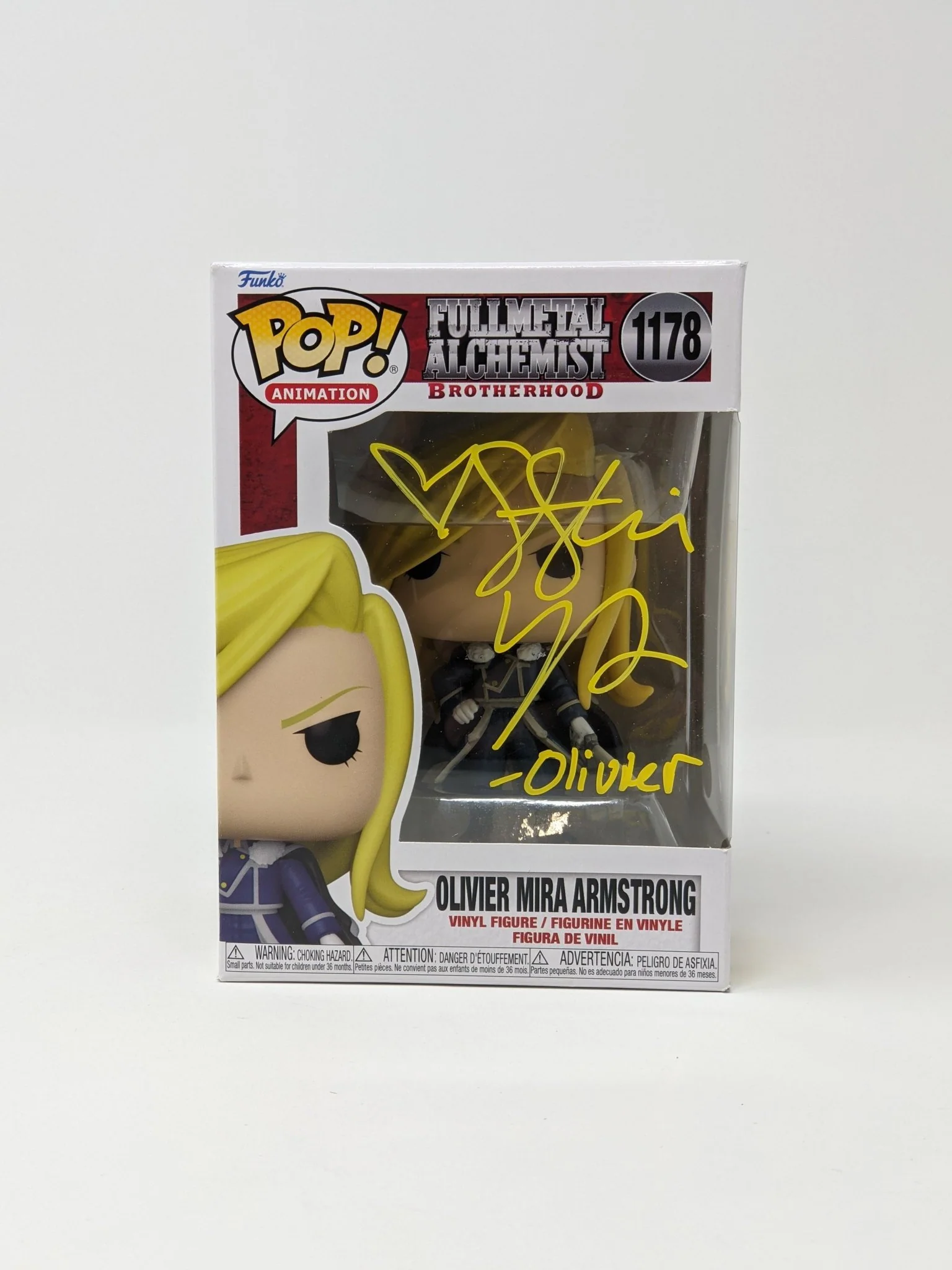 Stephanie Young Fullmetal Alchemist Olivier Mira Armstrong #1178 Signed Funko Pop JSA Certified Autograph - Image 2