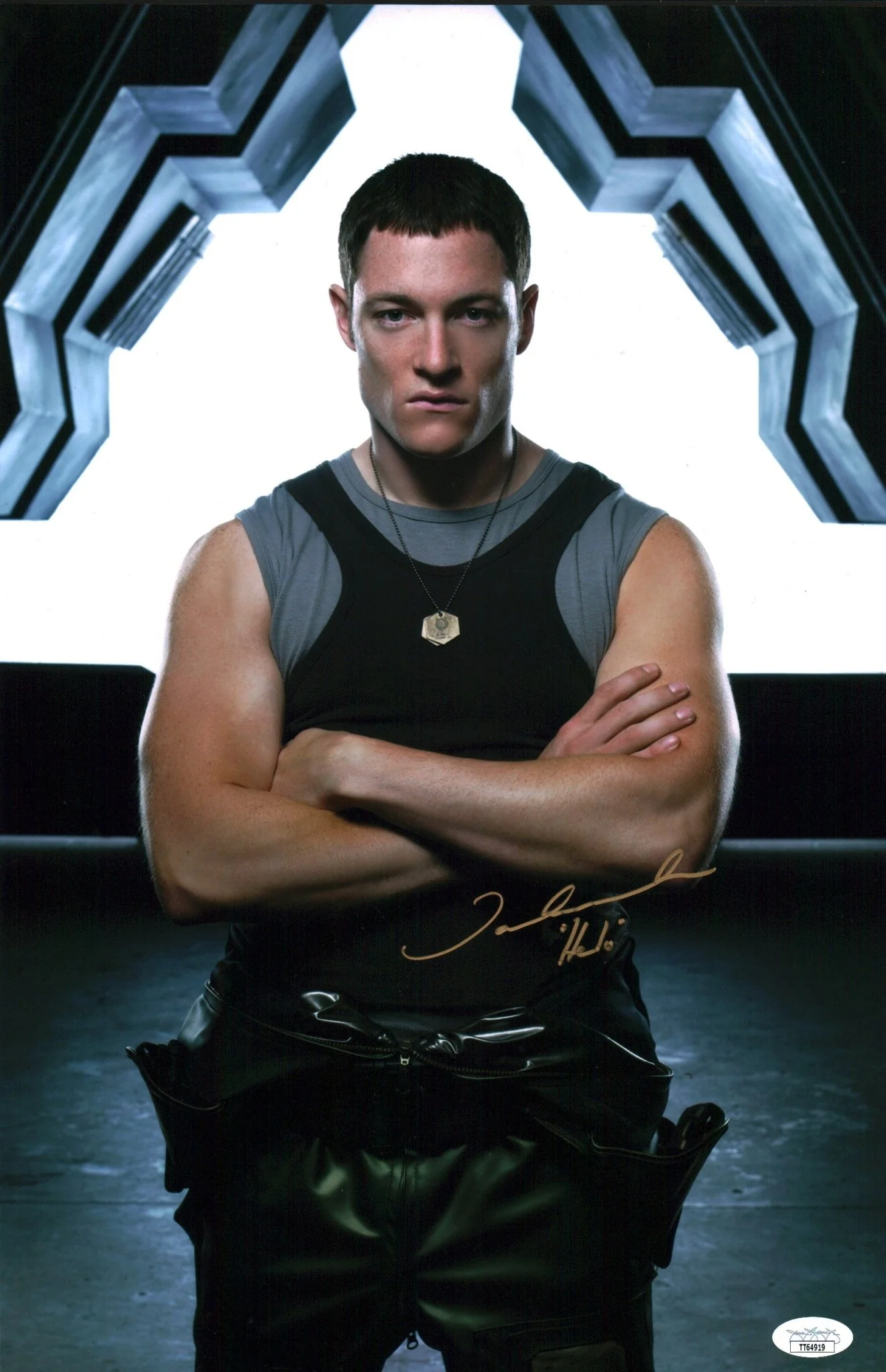 Tahmoh Penikett Battlestar Galactica 11x17 Signed Photo Poster JSA Certified Autograph
