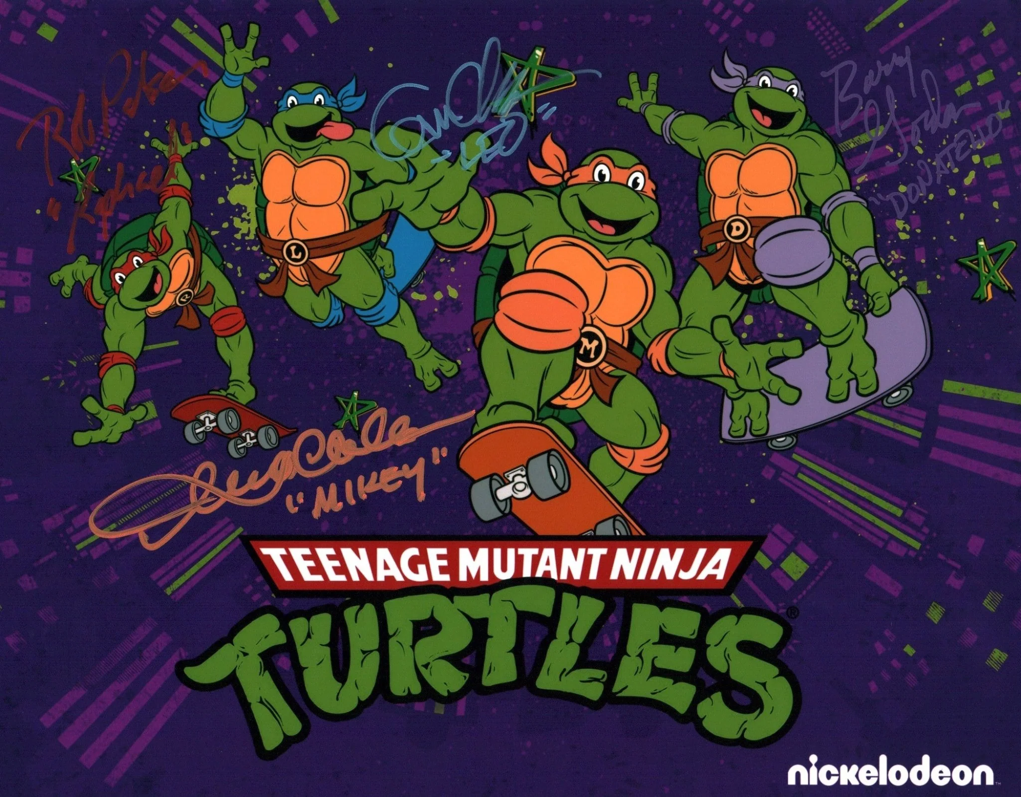 Teenage Mutant Ninja Turtles 11x14 Photo Poster Cast x4 Signed Clarke, Gordon, Coleman, Paulsen JSA Certified Autograph