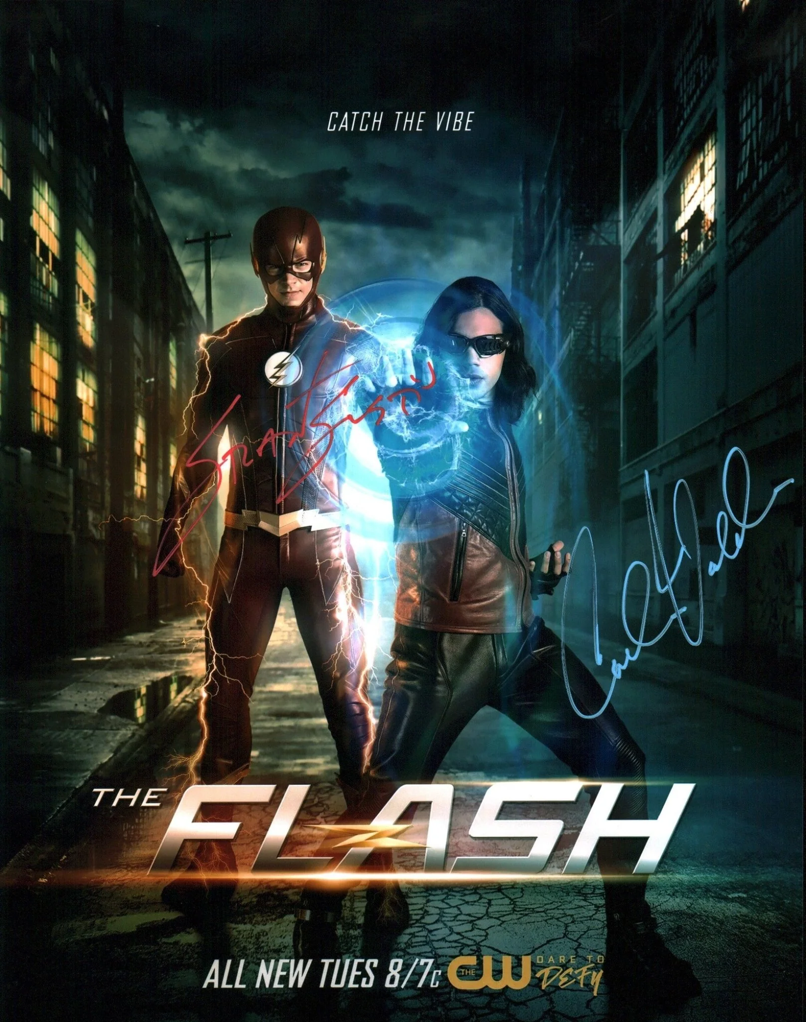 The Flash Cast Signed 11x14 Photo Poster Grant Gustin,  Carlos Valdes JSA Certified Autograph - Image 2