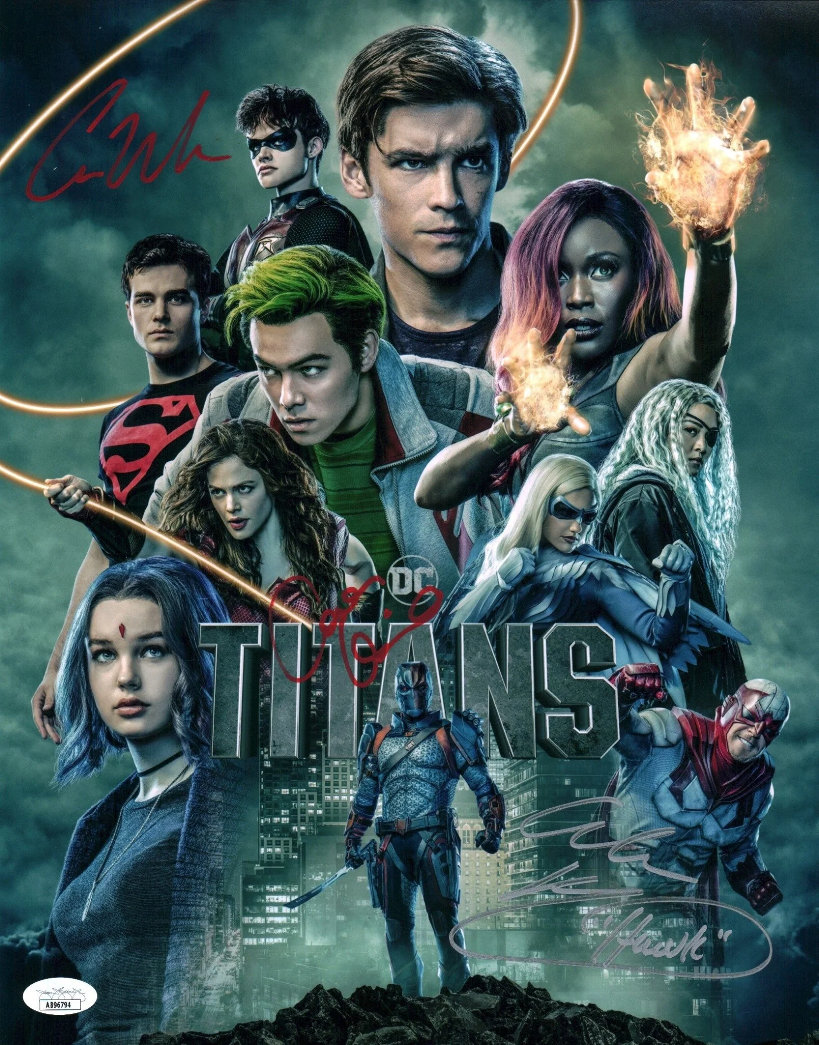 Titans 11x14 Cast Photo Poster x3 Signed Walters Ritchson Leslie JSA Certified Autograph