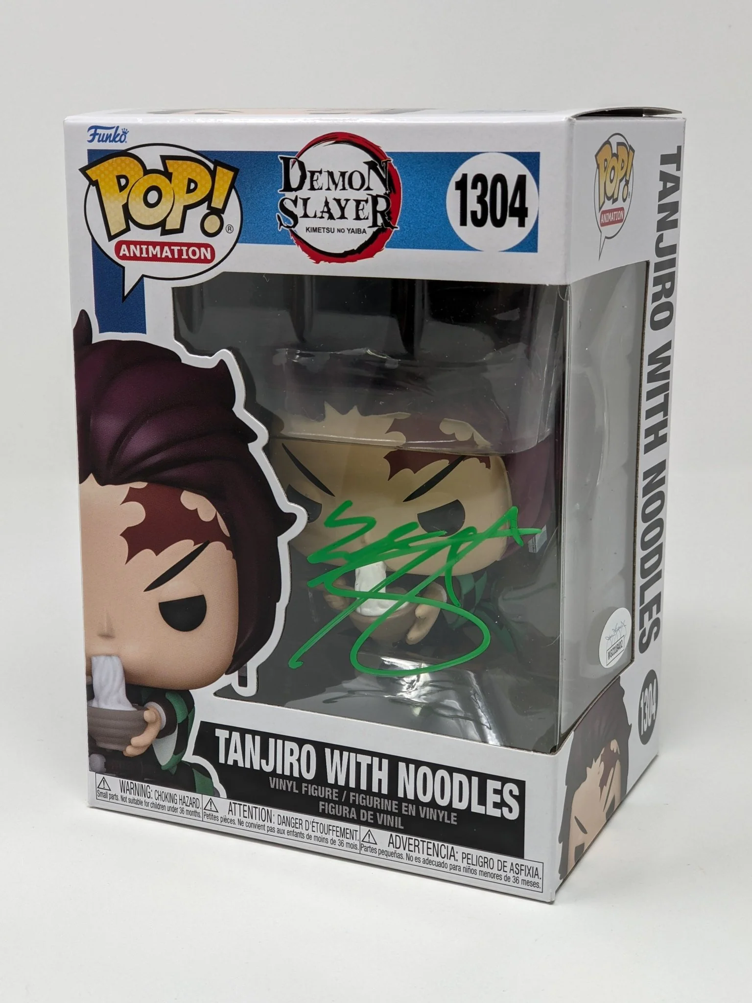 Zach Aguilar Demon Slayer Tanjiro With Noodles #1304 Signed Funko Pop JSA Certified Autograph